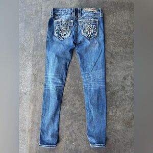 Rock Revival Blue Denim Jeans with Silver Accents